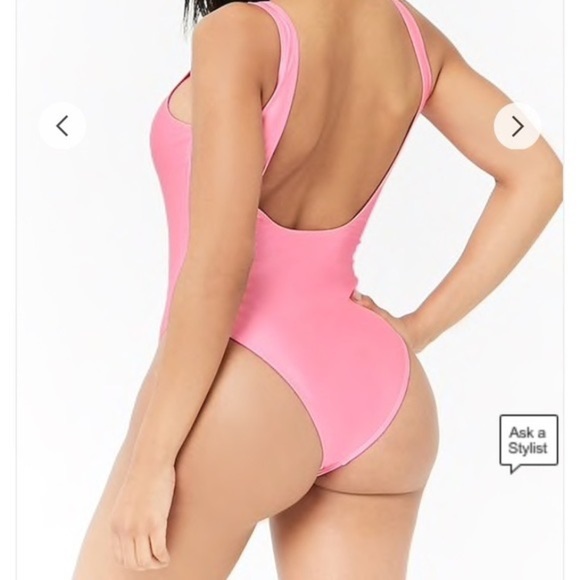Forever 21 | Pink one-piece graphic “girls” swimwear| M - Picture 4 of 6